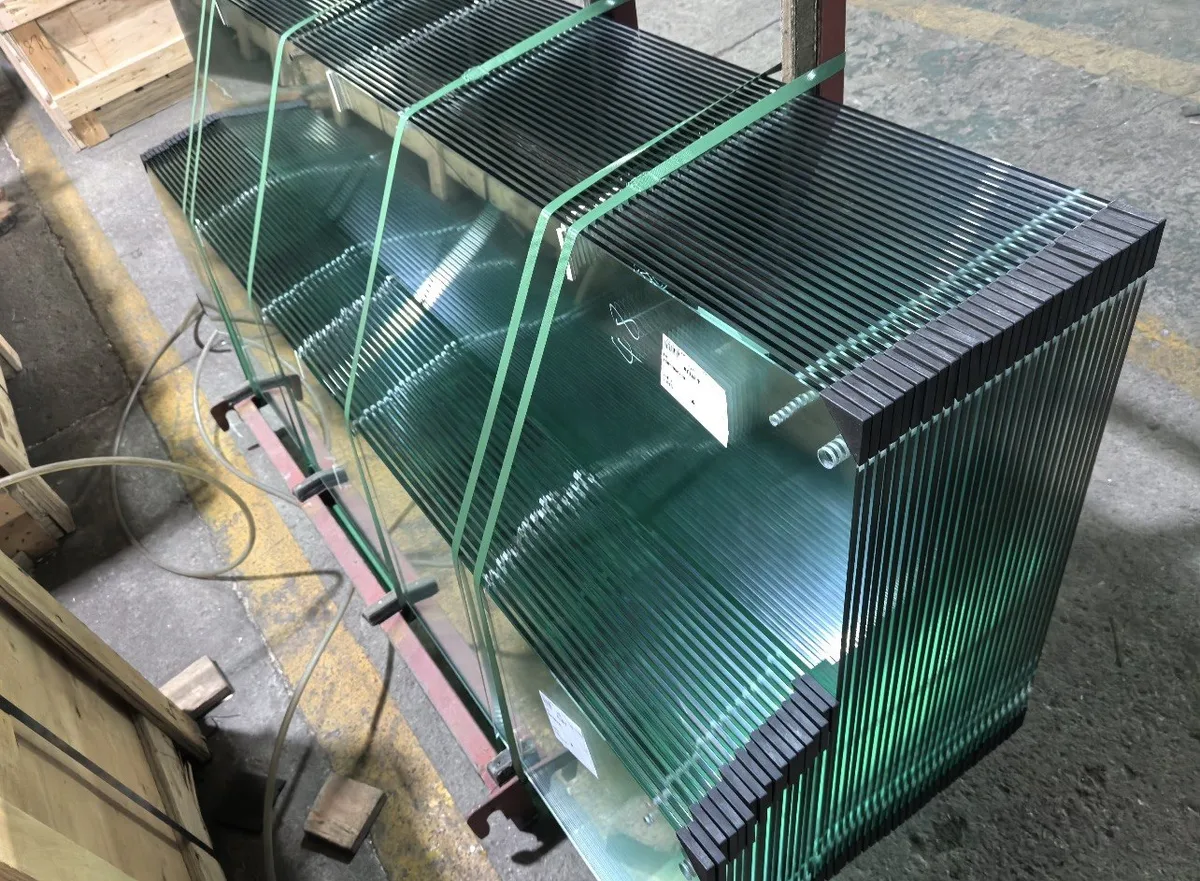 Shower glass panels on racks in the Australian export batch