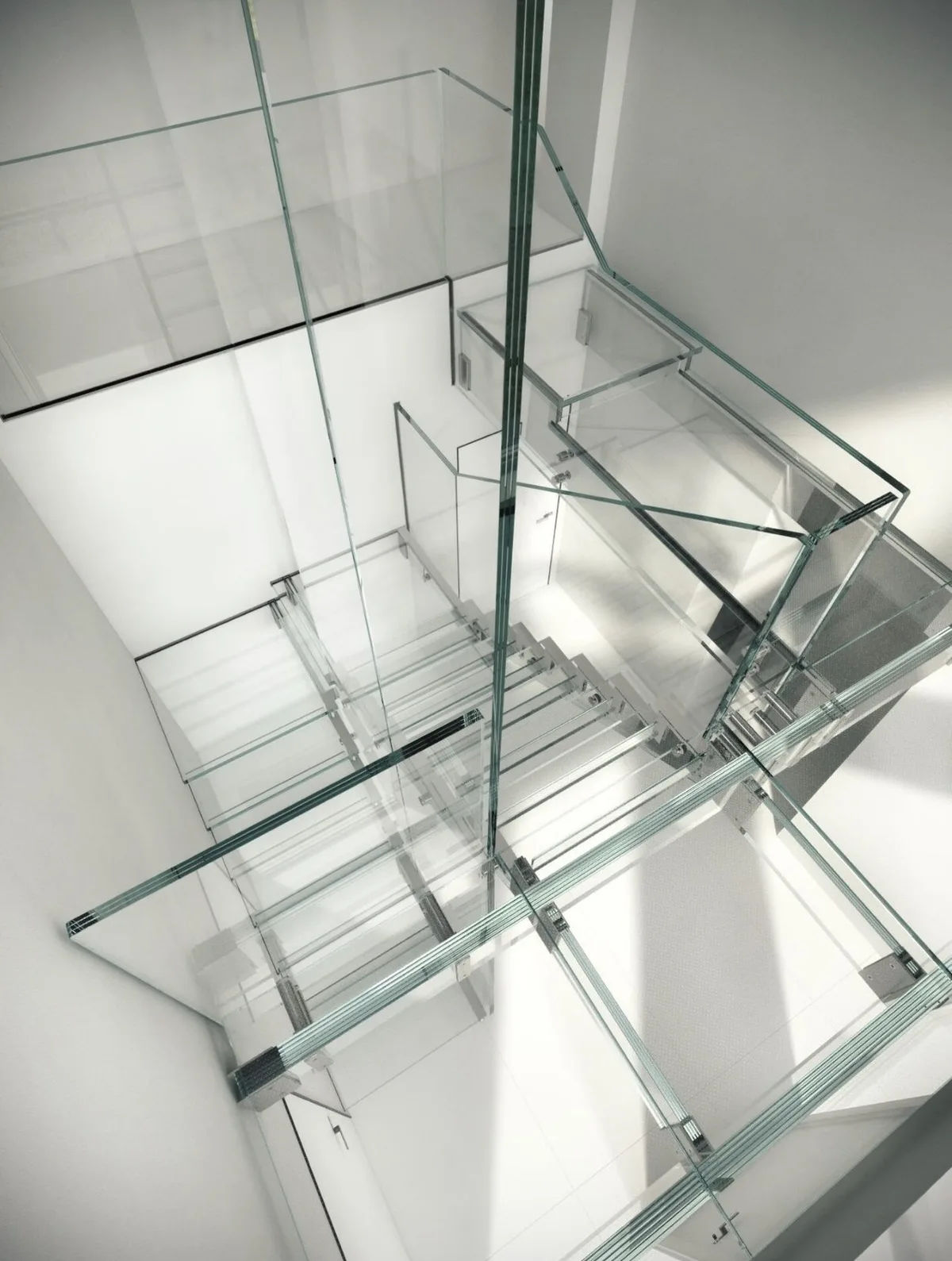 Stair and guard detail in the supplied laminated glass project reference